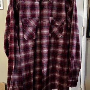 Pendleton Men's Burgundy and Black Plaid Shirt